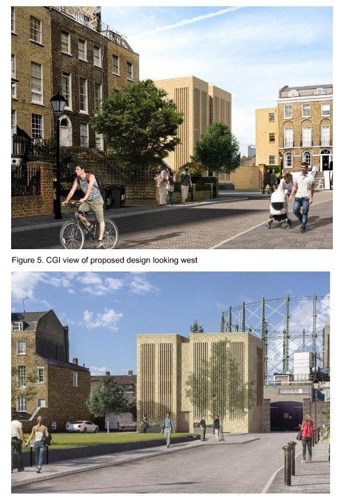 CGI street views of the new headhouse at Kennington Green